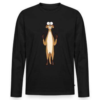 Suricate lève le pouce - T-shirt manches longues Premium bio Homme - noir - Devant - Nico (187cm)