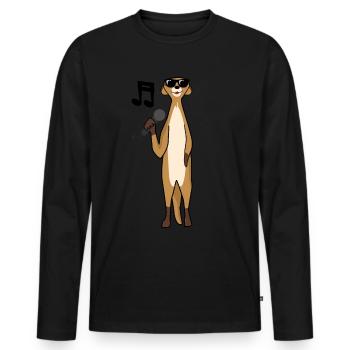 Erdmännchen singt Musik - Männer Premium Bio Langarmshirt - Schwarz - Vorne - Nico (187cm)
