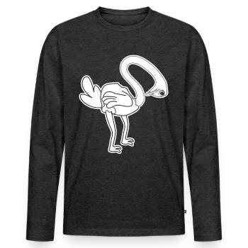 Funny Ostrich - Männer Premium Bio Langarmshirt - Anthrazit meliert - Vorne - Nico (187cm)