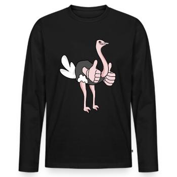 L’autruche lève le pouce - T-shirt manches longues Premium bio Homme - noir - Devant - Nico (187cm)