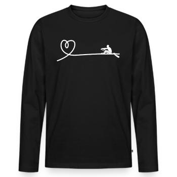 Ruderboot Ruderer Herz Rudern Rudersport - Männer Premium Bio Langarmshirt - Schwarz - Vorne - Nico (187cm)
