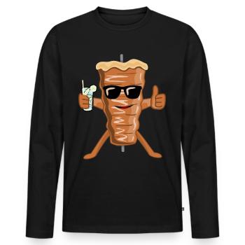 Doner kebab avec lunettes de soleil brochette kebab - T-shirt manches longues Premium bio Homme - noir - Devant - Nico (187cm)