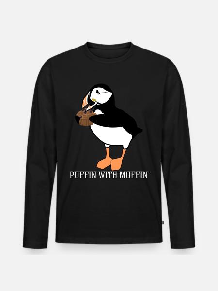 Puffin with muffin puffins - Men's Premium Organic Long Sleeve Shirt - black