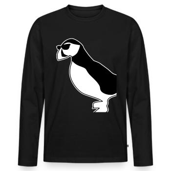 Puffin with sunglasses puffins - Men's Premium Organic Long Sleeve Shirt - black - Front - Nico (187cm)