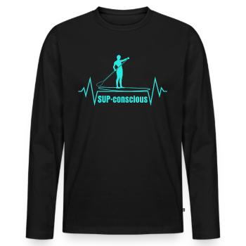 Pagayer debout - T-shirt manches longues Premium bio Homme - noir - Devant - Nico (187cm)