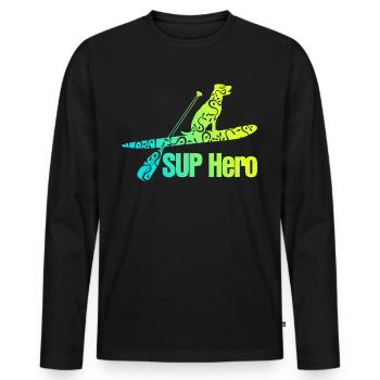 SUP Stand Up Paddling - Männer Premium Bio Langarmshirt - Schwarz - Vorne - Nico (187cm)