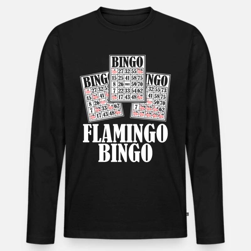 Flamingo Bingo Flamingos - Männer Premium Bio Langarmshirt - Schwarz