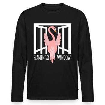 funny flamingo - Men's Premium Organic Long Sleeve Shirt - black - Front - Nico (187cm)