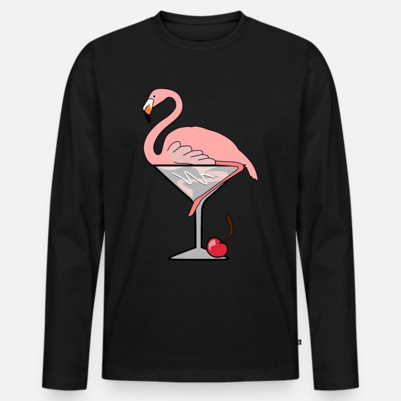 Flamingo Cocktail - Männer Premium Bio Langarmshirt - Schwarz