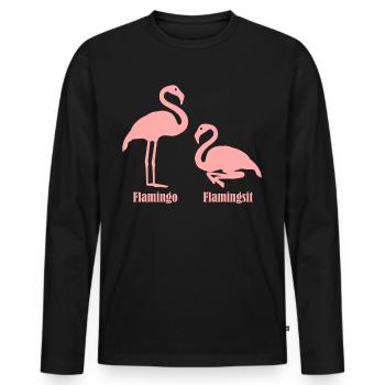 Flamants roses Flamants roses - T-shirt manches longues Premium bio Homme - noir - Devant - Nico (187cm)