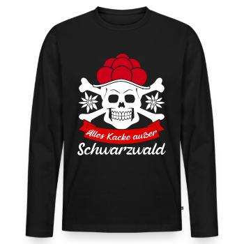 Schwarzwald Bollenhut - Männer Premium Bio Langarmshirt - Schwarz - Vorne - Nico (187cm)