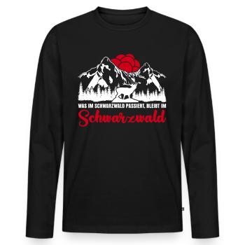 Schwarzwald Wandern Bollenhut - Männer Premium Bio Langarmshirt - Schwarz - Vorne - Nico (187cm)