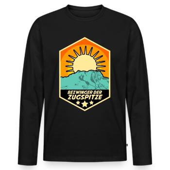 Sonnenaufgang auf der Zugspitze - Männer Premium Bio Langarmshirt - Schwarz - Vorne - Nico (187cm)