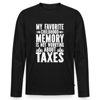 Mon souvenir d’enfance préféré est de ne pas s’inquiéter - T-shirt manches longues Premium bio Homme - noir - Devant - Nico (187cm)