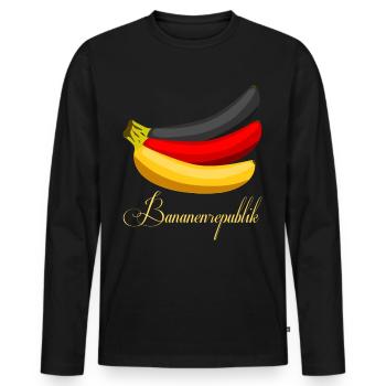 Bananen Bananenrepublik Banane - Männer Premium Bio Langarmshirt - Schwarz - Vorne - Nico (187cm)