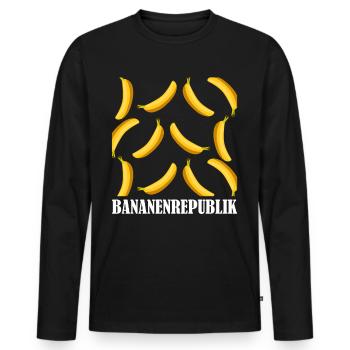 Bananenrepublik Banane Bananen - Männer Premium Bio Langarmshirt - Schwarz - Vorne - Nico (187cm)