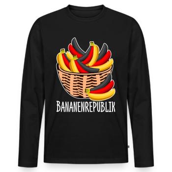 Bananenrepublik Bananenkorb - Männer Premium Bio Langarmshirt - Schwarz - Vorne - Nico (187cm)