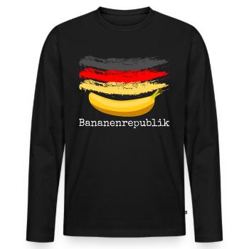 Bananenrepublik Deutschlandflagge - Männer Premium Bio Langarmshirt - Schwarz - Vorne - Nico (187cm)