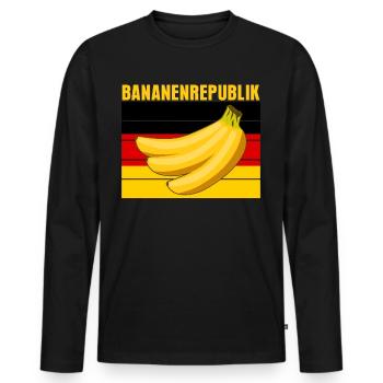 Deutschlandflagge Bananenrepublik - Männer Premium Bio Langarmshirt - Schwarz - Vorne - Nico (187cm)