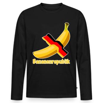 Bananenrepublik deutsche Flagge - Männer Premium Bio Langarmshirt - Schwarz - Vorne - Nico (187cm)