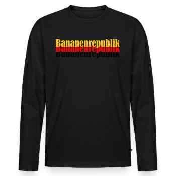 Bananenrepublik Deutschland - Männer Premium Bio Langarmshirt - Schwarz - Vorne - Nico (187cm)