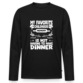 Mon souvenir d’enfance préféré est de ne pas avoir à faire - T-shirt manches longues Premium bio Homme - noir - Devant - Nico (187cm)
