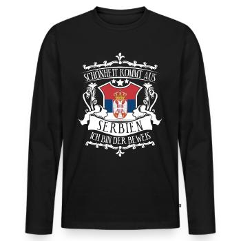 Serbien Serbe serbische Flagge - Männer Premium Bio Langarmshirt - Schwarz - Vorne - Nico (187cm)