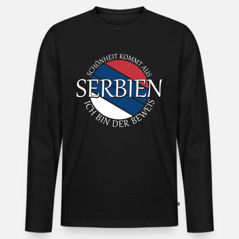 serbische Flagge Serbien Serbe - Männer Premium Bio Langarmshirt - Schwarz