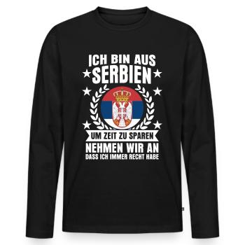 Serbien Spruch serbische Flagge - Männer Premium Bio Langarmshirt - Schwarz - Vorne - Nico (187cm)