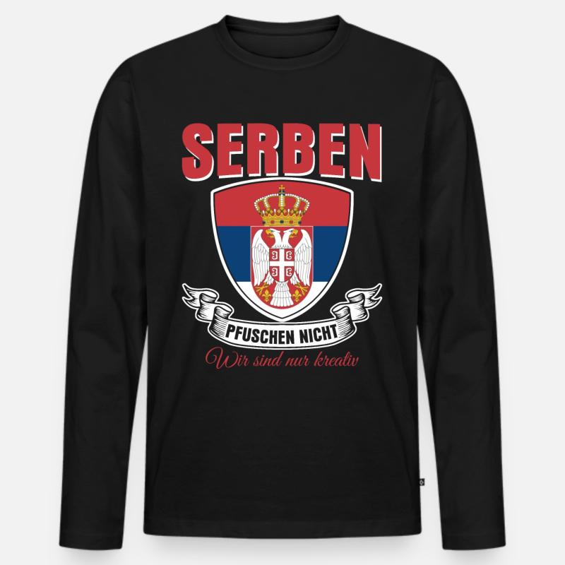 Serbien serbische Flagge - Männer Premium Bio Langarmshirt - Schwarz