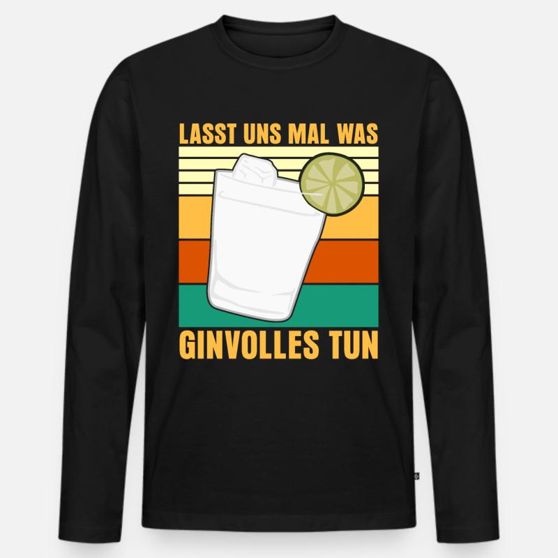 Gin - Ginvoll - Männer Premium Bio Langarmshirt - Schwarz