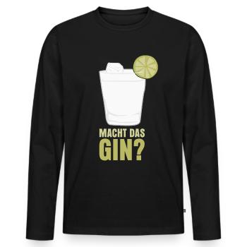Macht das Gin? - Männer Premium Bio Langarmshirt - Schwarz - Vorne - Nico (187cm)