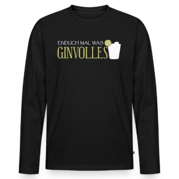 Gin - Endlich mal was Ginvolles. - Männer Premium Bio Langarmshirt - Schwarz - Vorne - Nico (187cm)