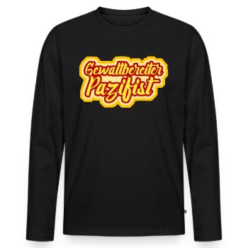 Pazifismus Witz - Männer Premium Bio Langarmshirt - Schwarz - Vorne - Nico (187cm)