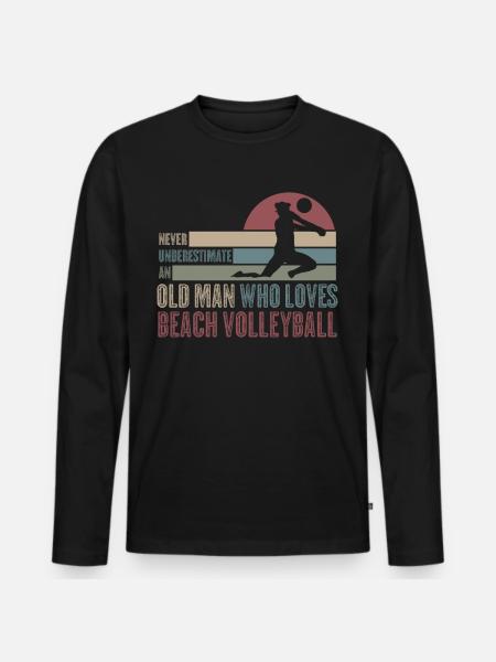 Beach Volleyball Retro Volleyball Player - Men's Premium Organic Long Sleeve Shirt - black