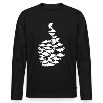 Pouce levé - Pêcheur pêcheur - T-shirt manches longues Premium bio Homme - noir - Devant - Nico (187cm)