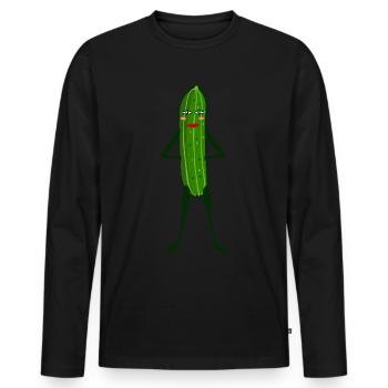 Gurken Model Gurke - Männer Premium Bio Langarmshirt - Schwarz - Vorne - Nico (187cm)
