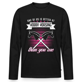 Hobby Horse Girl Reiten Hobbyhorse - Männer Premium Bio Langarmshirt - Schwarz - Vorne - Nico (187cm)