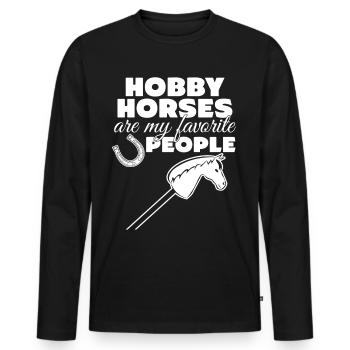Hobby Horse Reiten Reiter Hobbyhorse - Männer Premium Bio Langarmshirt - Schwarz - Vorne - Nico (187cm)