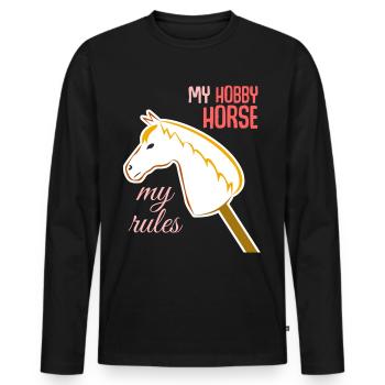 Hobbyhorse Hobby Horse - Men's Premium Organic Long Sleeve Shirt - black - Front - Nico (187cm)