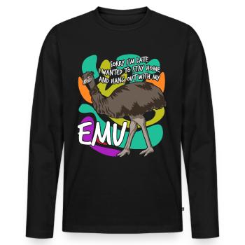 Emus Emu - Men's Premium Organic Long Sleeve Shirt - black - Front - Nico (187cm)