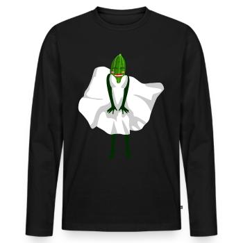 Gurke mit Kleid Gurken - Männer Premium Bio Langarmshirt - Schwarz - Vorne - Nico (187cm)