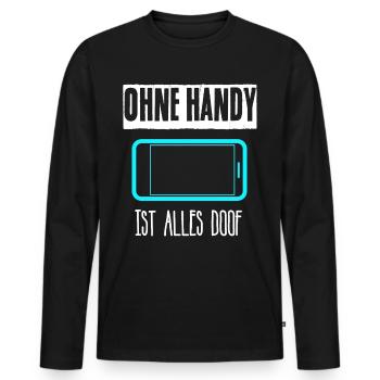 Handy Smartphone Cellphone - Männer Premium Bio Langarmshirt - Schwarz - Vorne - Nico (187cm)