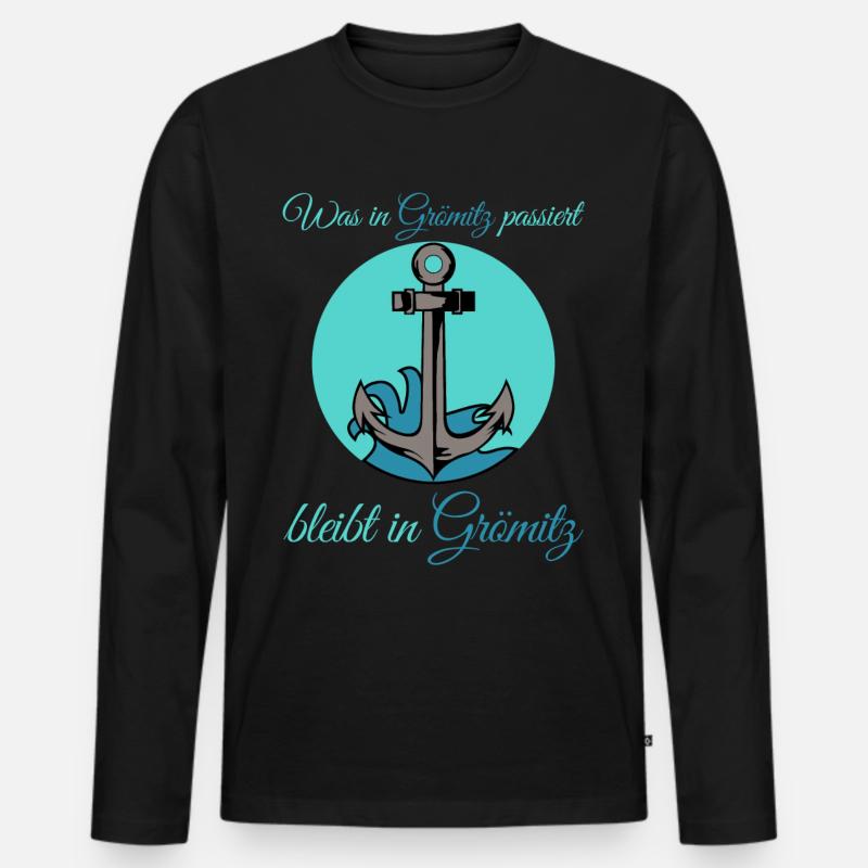 Grömitz Ostsee Urlaub - Männer Premium Bio Langarmshirt - Schwarz