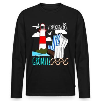 Verrückt nach Grömitz - Männer Premium Bio Langarmshirt - Schwarz - Vorne - Nico (187cm)