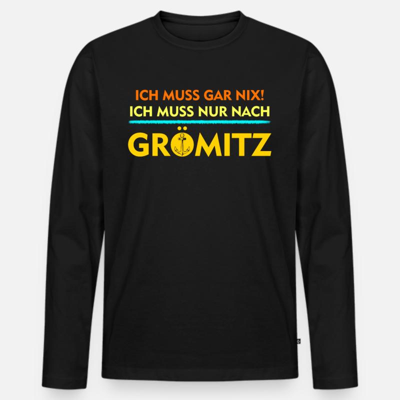 Grömitz Urlauber - Männer Premium Bio Langarmshirt - Schwarz