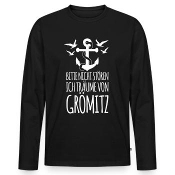Urlaub in Grömitz - Männer Premium Bio Langarmshirt - Schwarz - Vorne - Nico (187cm)