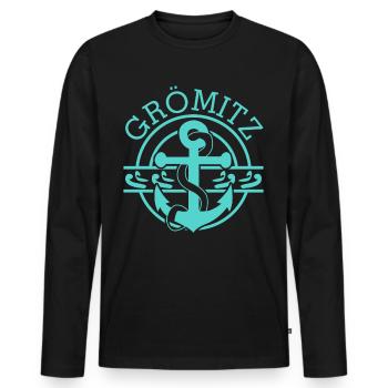 Grömitz Lübecker Bucht - Männer Premium Bio Langarmshirt - Schwarz - Vorne - Nico (187cm)
