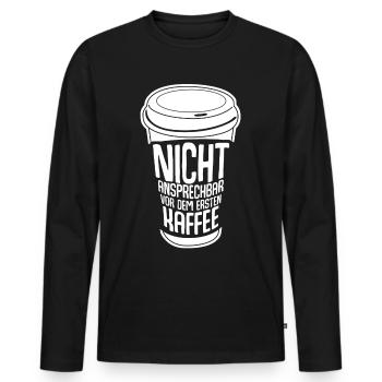 Kaffee Kaffeebecher Kaffeetrinker - Männer Premium Bio Langarmshirt - Schwarz - Vorne - Nico (187cm)