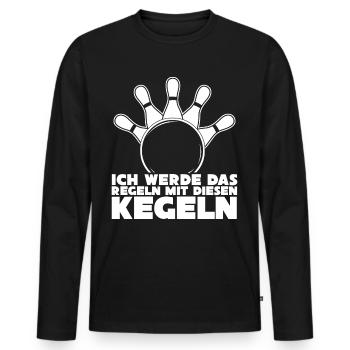 Kegeln Kegelbahn Kegler Kegelverein - Männer Premium Bio Langarmshirt - Schwarz - Vorne - Nico (187cm)